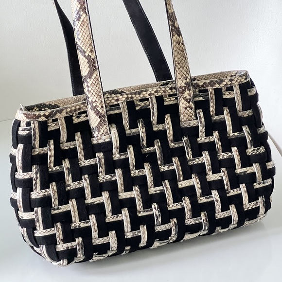 Nancy Gonzalez Python Suede Woven Snake Skin Purse Bag Colombia Rare - Picture 3 of 15